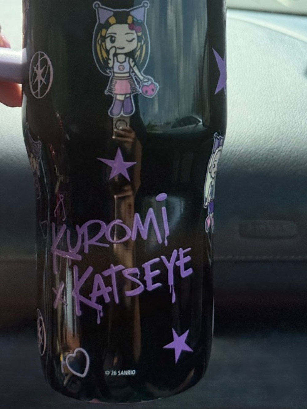 Sanrio Kuromi Travel Tumbler in Black and Lavender